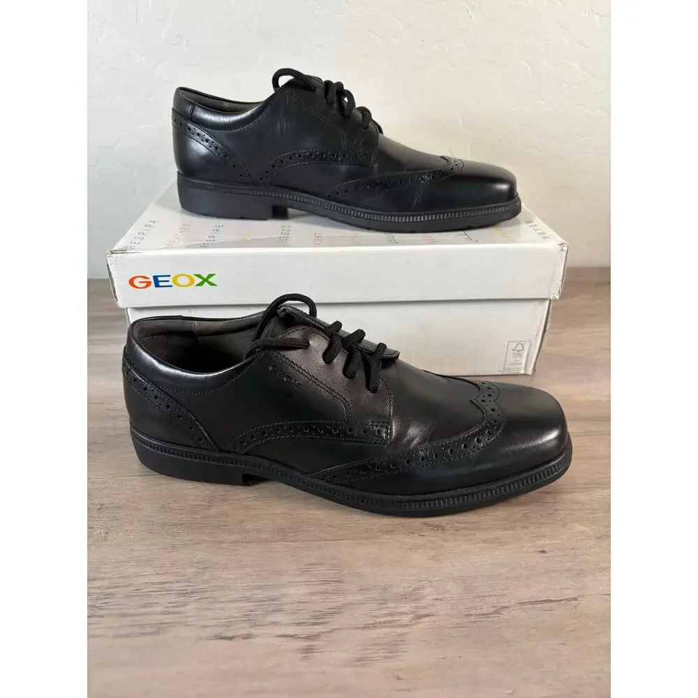 GEOX J Federico Black Patent Italian Leather Men's Shoes 6.5 EU 40 New‎ in Box